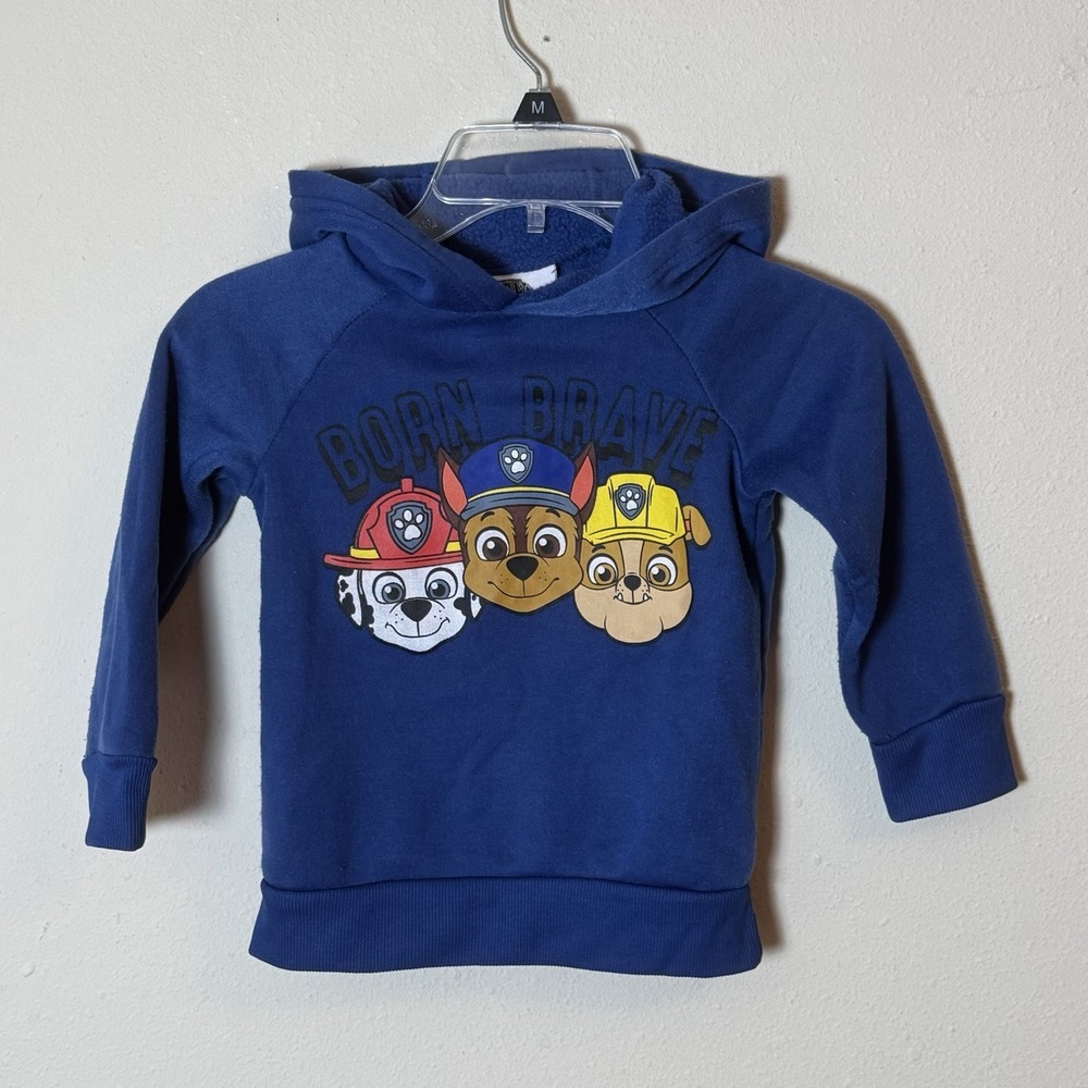 Paw Patrol Toddler Hoodie 3T Blue Pullover Sweatshirt Born Brave Nickelodeon